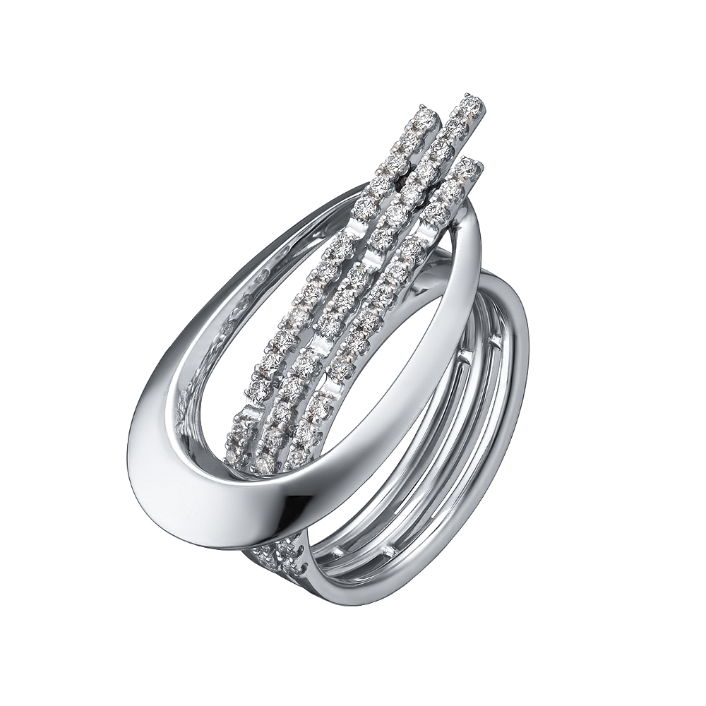 Кольцо из белого золота Glow с бриллиантами. Артикул: 119169820201 - Ювелирный Дом SOVA Jewelry House 