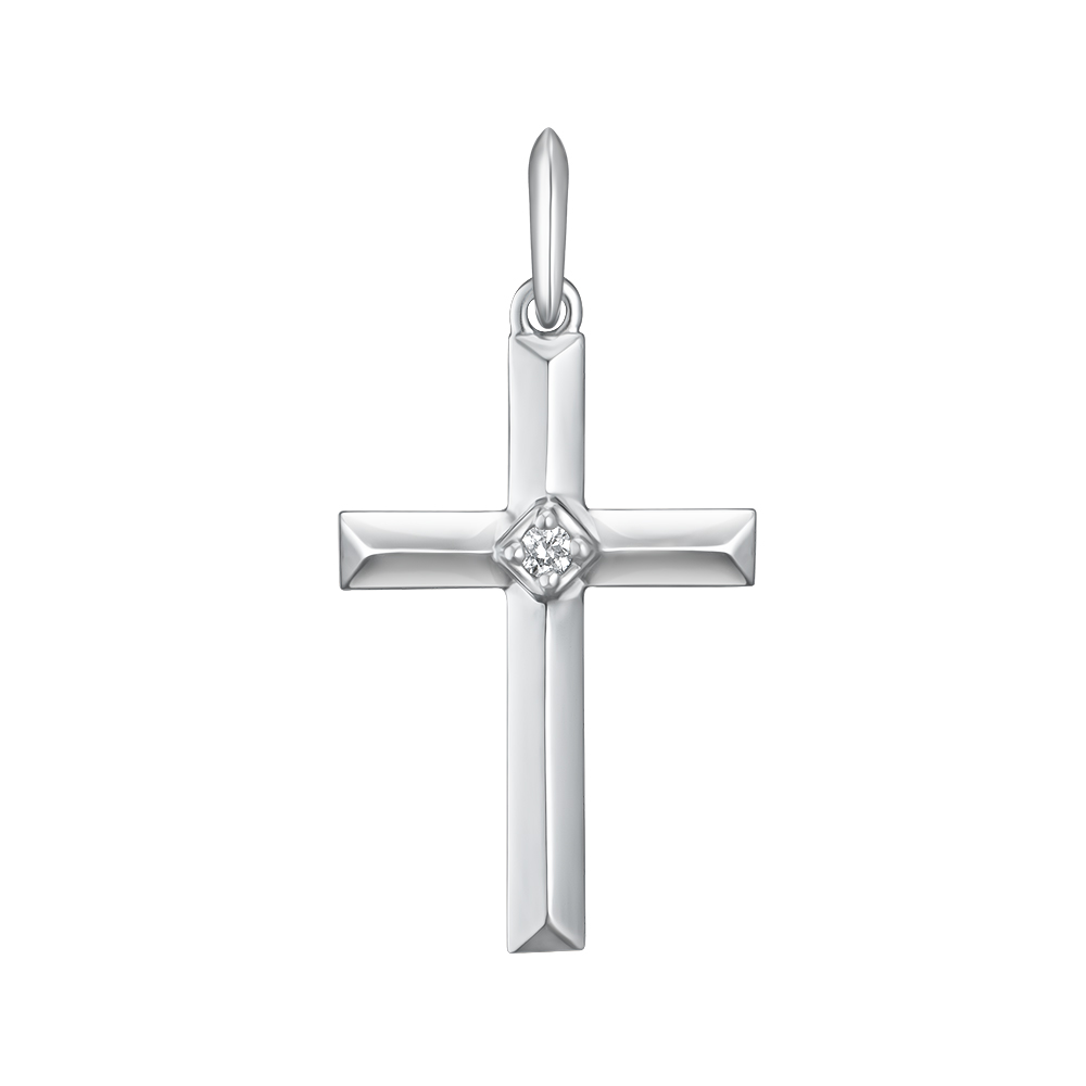 Крестик из белого золота с бриллиантом Dress code. Артикул: 310839520201 - Ювелирный Дом SOVA Jewelry House