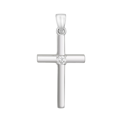 Крестик из белого золота с бриллиантом SOVA Classic. Артикул: 310078120201 - Ювелирный Дом SOVA Jewelry House