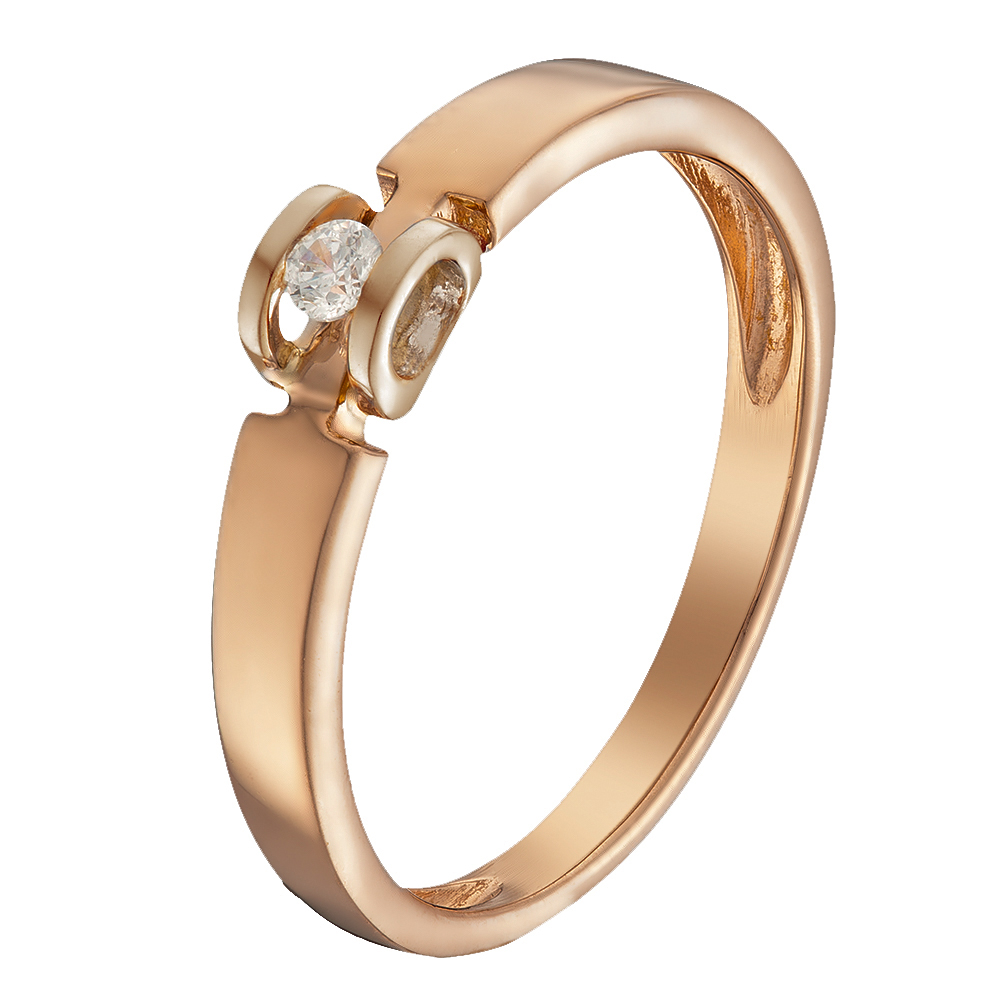 Кольцо из красного золота с бриллиантом SOVA Classic. Артикул: 110407920101 - Ювелирный Дом SOVA Jewelry House 