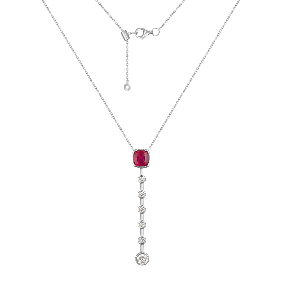 White gold necklace with ruby and diamond . Code 719031620201