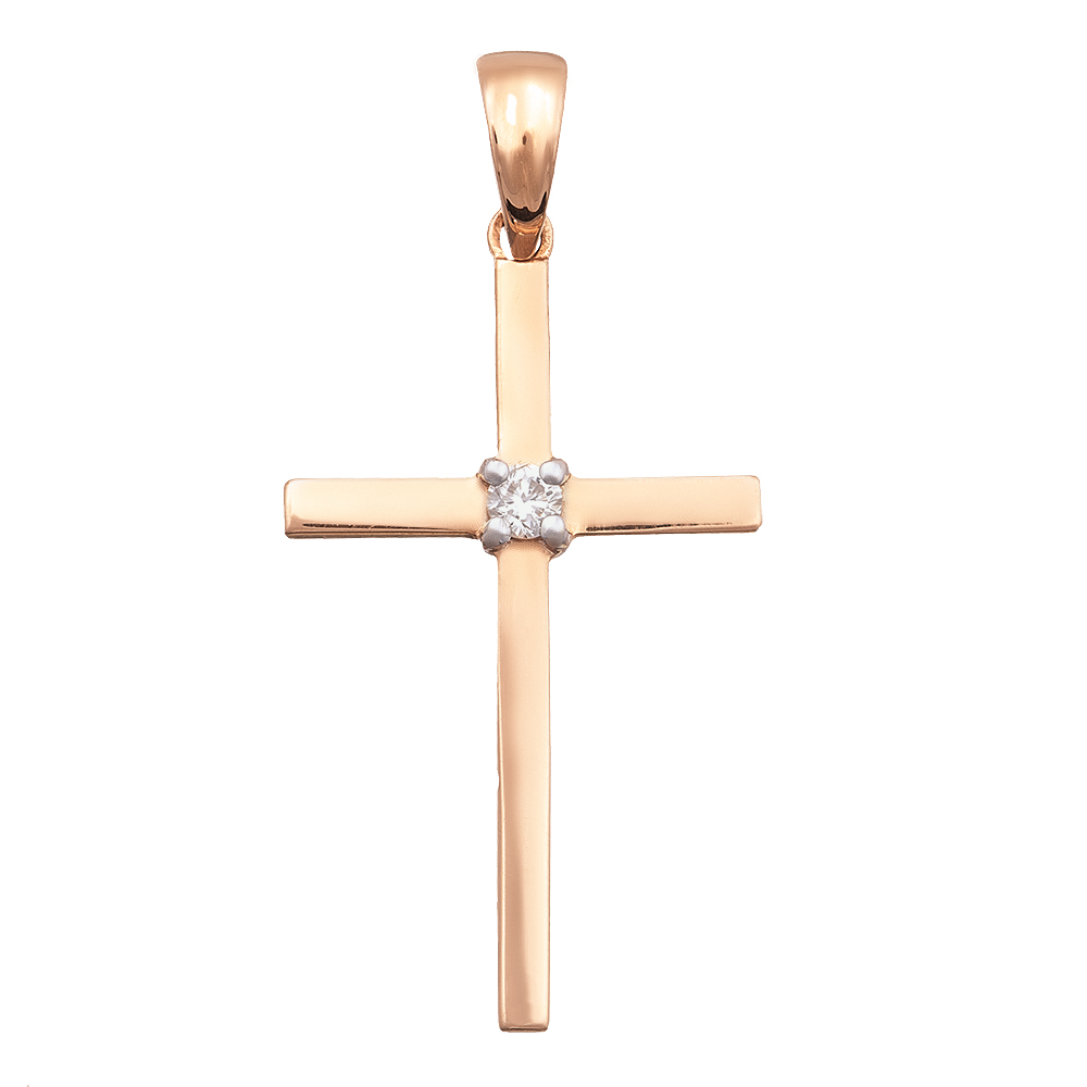 Крестик из красного золота с бриллиантом SOVA Classic. Артикул: 310078720101 - Ювелирный Дом SOVA Jewelry House