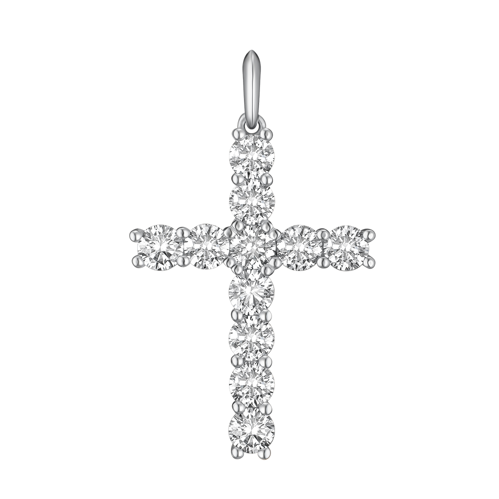 Крестик из белого золота с бриллиантом Dress code. Артикул: 310836820201 - Ювелирный Дом SOVA Jewelry House