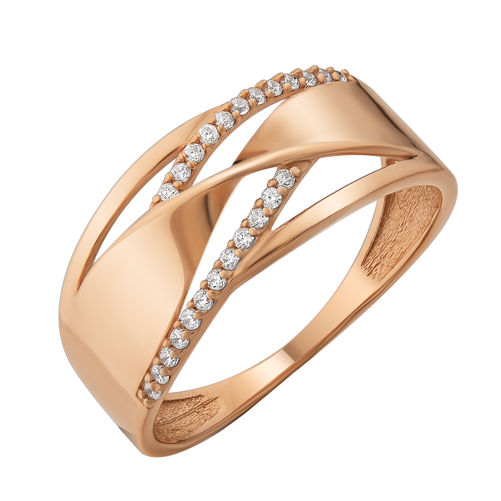 Кольцо из красного золота с фианитами SOVA Classic. Артикул: 110627110101 - Ювелирный Дом SOVA Jewelry House 