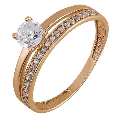 Кольцо из красного золота с фианитами SOVA Classic. Артикул: 110142910101 - Ювелирный Дом SOVA Jewelry House 