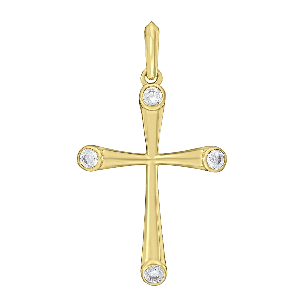 Крестик из желтого золота с бриллиантом Акварель. Артикул: 310356820301 - Ювелирный Дом SOVA Jewelry House