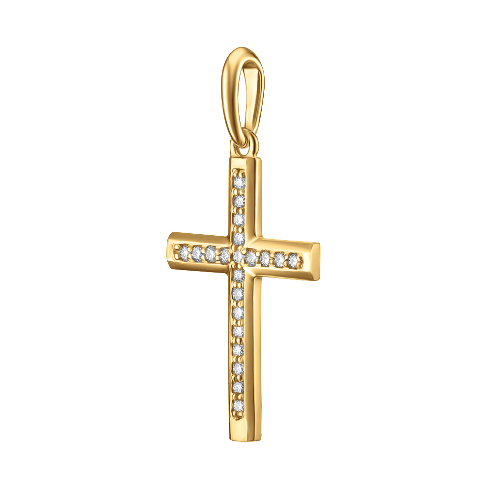 Крестик из желтого золота с бриллиантом Dress code. Артикул: 310839720301 - Ювелирный Дом SOVA Jewelry House